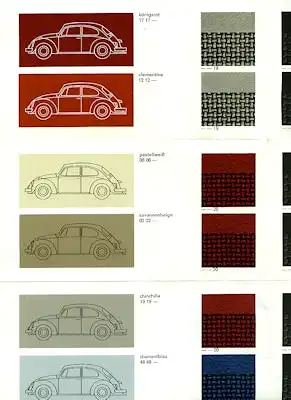 VW Käfer Farben und Polsterbezüge 1969/70