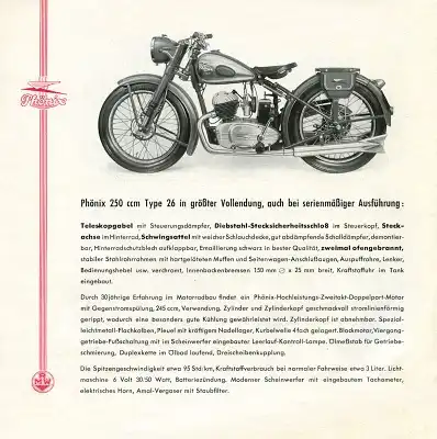 Phönix 250 ccm Type 26 Prospekt 1951/52