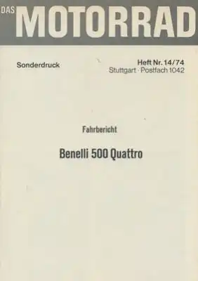 Benelli 500 Quattro Test 1974