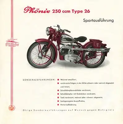 Phönix 250 ccm Type 26 Prospekt 1951/52