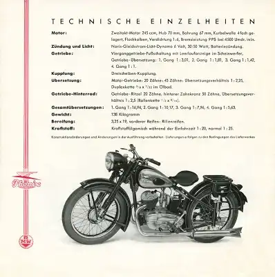 Phönix 250 ccm Type 26 Prospekt 1951/52