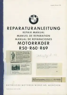 BMW R 50 60 69 Reparaturanleitung 10.1958