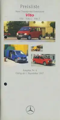 Mercedes-Benz Vito Preisliste Nr. 4 9.1997