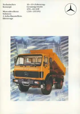 Mercedes-Benz Schwere 2-Achs Baustellenfahrzeuge Prospekt 8.1985