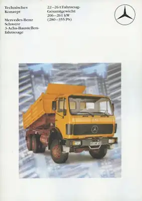 Mercedes-Benz Schwere 3-Achs Baustellenfahrzeuge Prospekt 8.1985