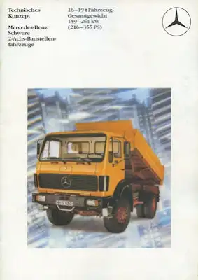 Mercedes-Benz Schwere 2-Achs Baustellenfahrzeuge Prospekt 10.1986