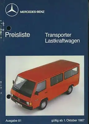 Mercedes-Benz Transporter / Lkw Preisliste 10.1987