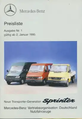 Mercedes-Benz Sprinter Preisliste Nr. 1 1.1995