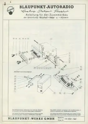 Autoradio Blaupunkt Einbauanleitung für Vauxhall 9.1954