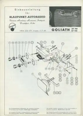Autoradio Blaupunkt Einbauanleitung für Goliath GP 700/900 7.1956