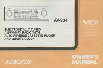 Autoradio Audiovox AV-934 Einbauanleitung 1984