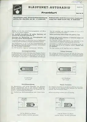 Autoradio Blaupunkt Frankfurt Schaltbild 9.1961