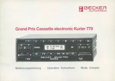 Autoradio Becker Kurier 779 Bedienungsanleitung 12.1988