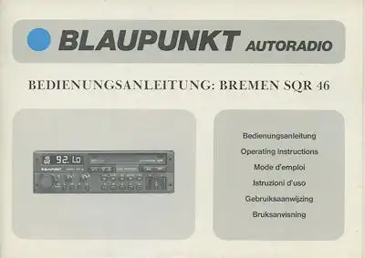 Autoradio Blaupunkt Bremen SQR 46 Bedienungsanleitung 1986