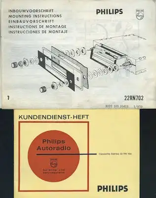 Autoradio Philips 22 RN702 Einbauanleitung 1970