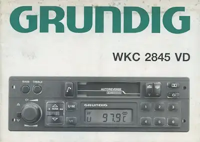 Autoradio Grundig KC 2845 VD Bedienungsanleitung 1988