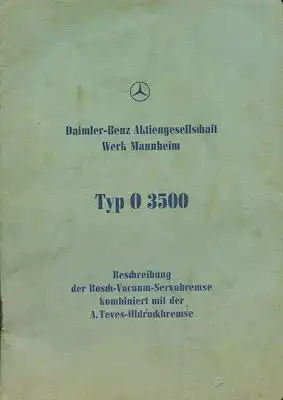 Mercedes-Benz O 3500 Bremsen-Bedienungsanleitung 1950er Jahre