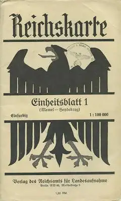 Reichskarte Einheitsblatt 1 Memel-Heydekrug 1929