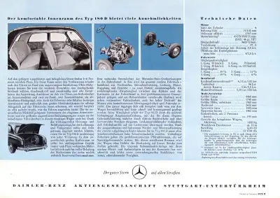Mercedes-Benz 180 D Prospekt ca. 1959