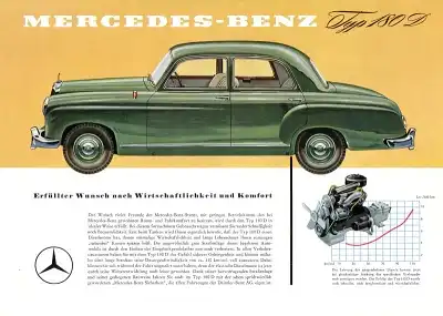 Mercedes-Benz 180 D Prospekt ca. 1959