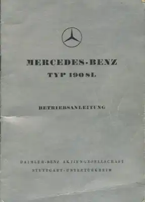 Mercedes-Benz 190 SL Bedienungsanleitung 4.1959