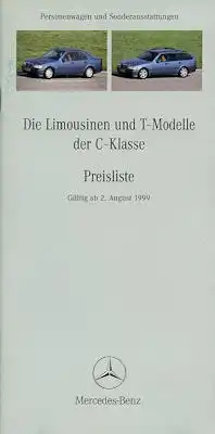 Mercedes-Benz C Klasse Preisliste 8.1999