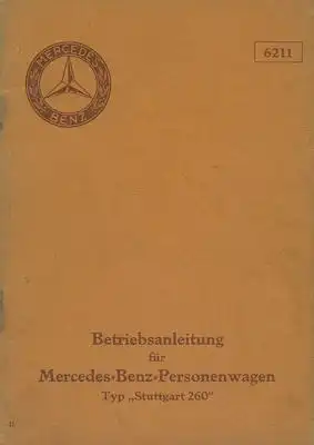 Mercedes-Benz Typ Stuttgart 260 Bedienungsanleitung 9.1929