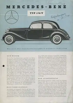 Mercedes-Benz 170 V Prospekt 2.1950
