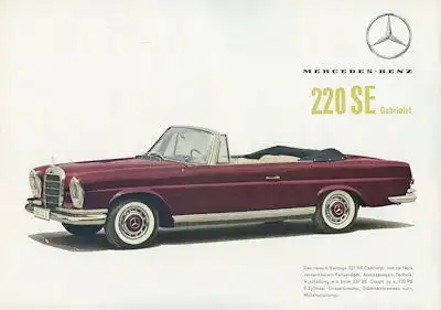 Mercedes-Benz 220 SE Cabriolet Prospekt 8.1961