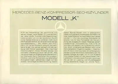 Mercedes-Benz Modell K Prospekt ca. 1926