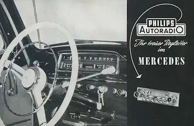 Autoradio Philips für Mercedes-Benz 180 + 220 Prospekt ca. 1955