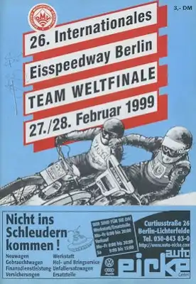 Programm 26. Berliner Eisspeedwayrennen 27./28.2.1999
