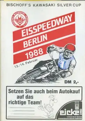 Programm 15. Berliner Eisspeedwayrennen 13./14.2.1988