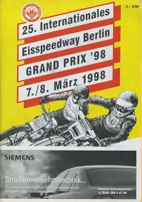 Programm 25. Berliner Eisspeedwayrennen 7./8.3.1998
