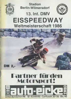 Programm 13. Berliner Eisspeedwayrennen 26./27.1.1986