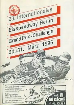 Programm 23. Berliner Eisspeedwayrennen 30./31.1.1996