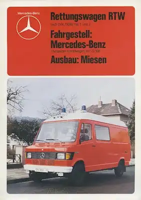 Mercedes-Benz Rettungswagen RTW Miessen Prospekt 5.1982