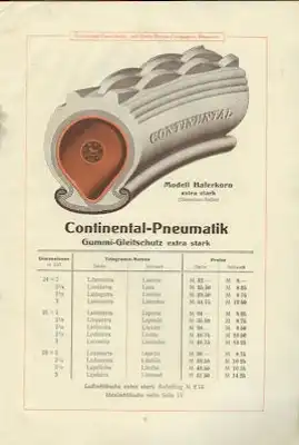 Continental Reifen Katalog für Motorzweiräder ca. 1910