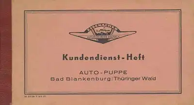 Wartburg 311 Kundendienst-Heft 1958