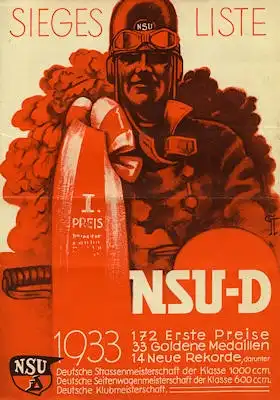 NSU Siegesliste 1933 Prospekt
