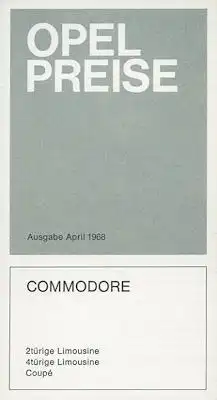 Opel Commodore Preisliste 4.1968