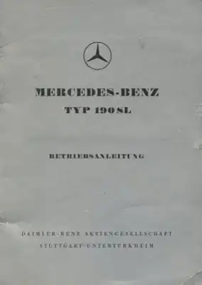 Mercedes-Benz 190 SL Bedienungsanleitung 9.1955