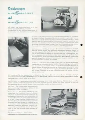 Mercedes-Benz / Binz 190 / 190 D Krankenwagen Prospekt 1962/63