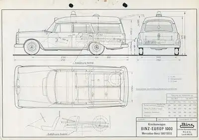 Mercedes-Benz / Binz 190 / 190 D Krankenwagen Prospekt 1962/63