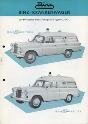 Mercedes-Benz / Binz 190 / 190 D Krankenwagen Prospekt 1962/63