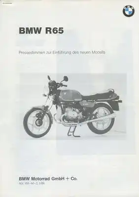 BMW R 65 Pressestimmen 1986