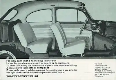 VW Käfer / Cabriolet Farben 1963