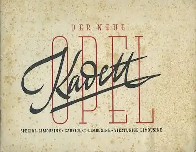 Opel Kadett Prospekt 1930er Jahre