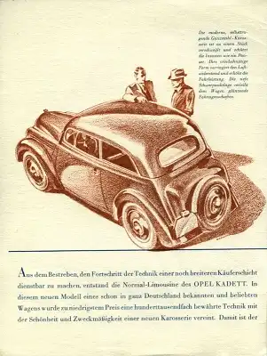 Opel Kadett Prospekt 1930er Jahre