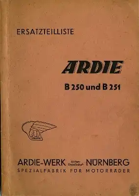 Ardie B 250 + B 251 Ersatzteilliste ca. 1951